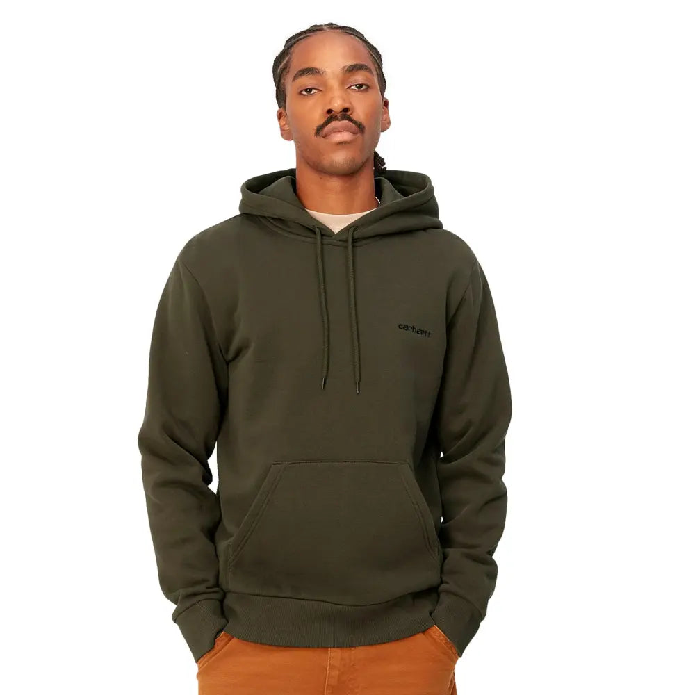 Carhartt Felpa Hooded Script Embroidery Cypress Black