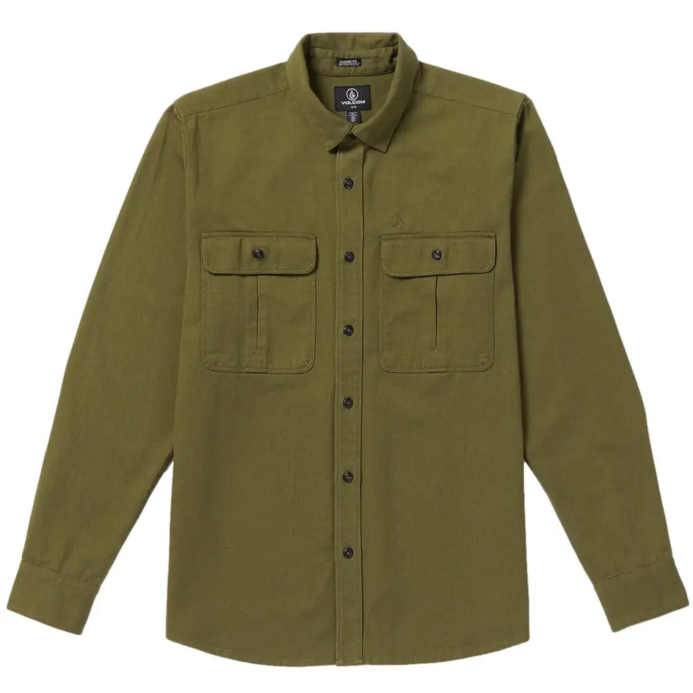 VOLCOM STONE BENCHMARK LONG SLEEVE SHIRT EXPEDITION GREEN