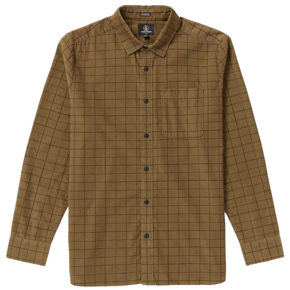VOLCOM ZANDER CAMICIA MANICA LUNGA DARK KHAKI