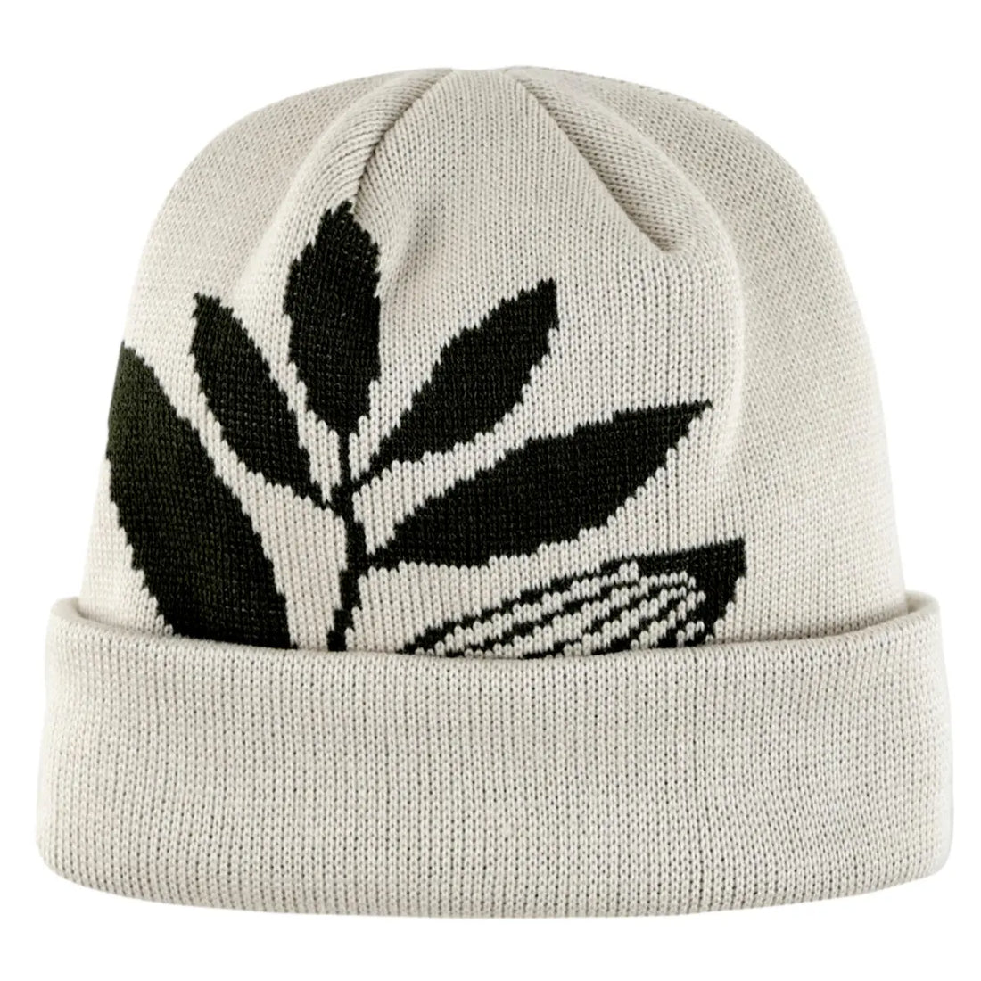 white plantasia knit beanie