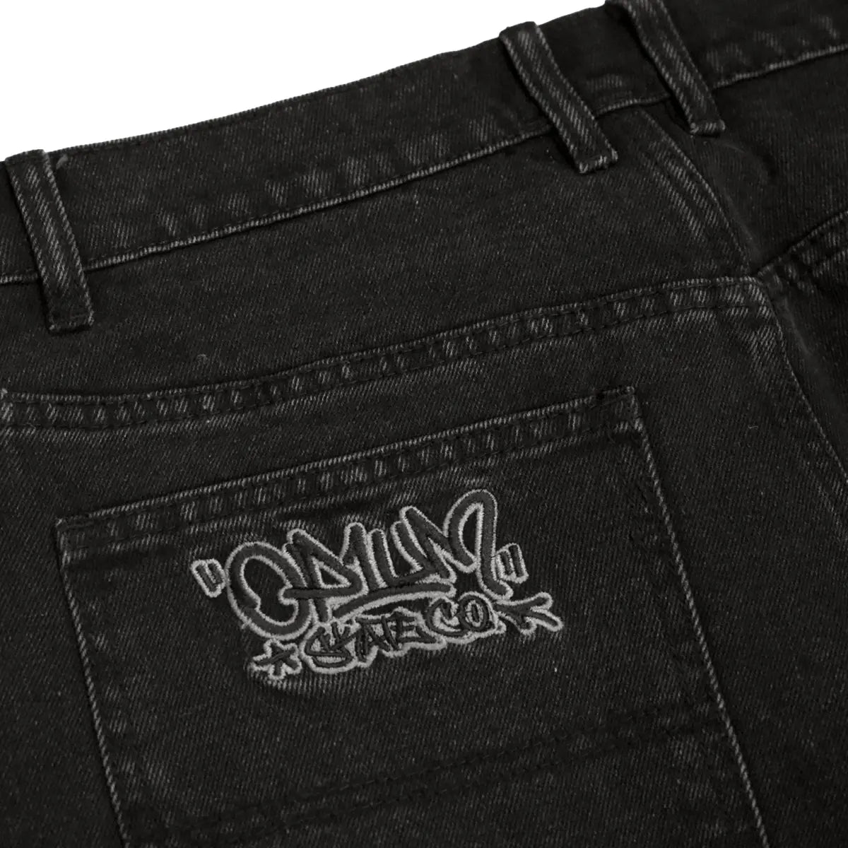 OP1UM DENIM BAGGY DARK BLACK PANTS