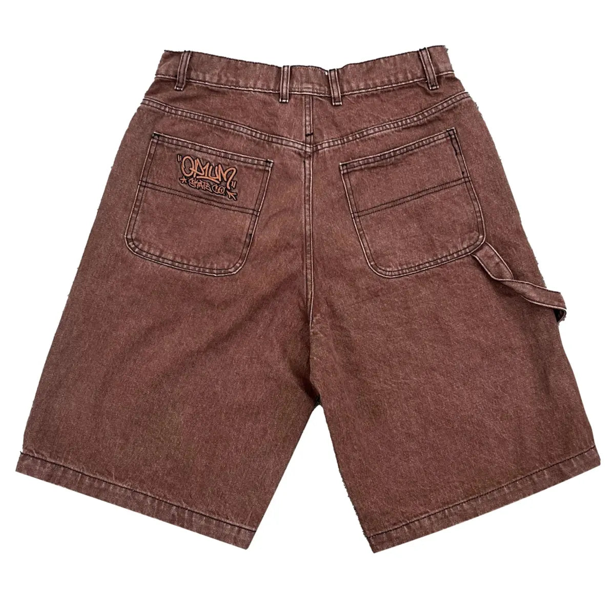 Op1um short denim baggy pants brown