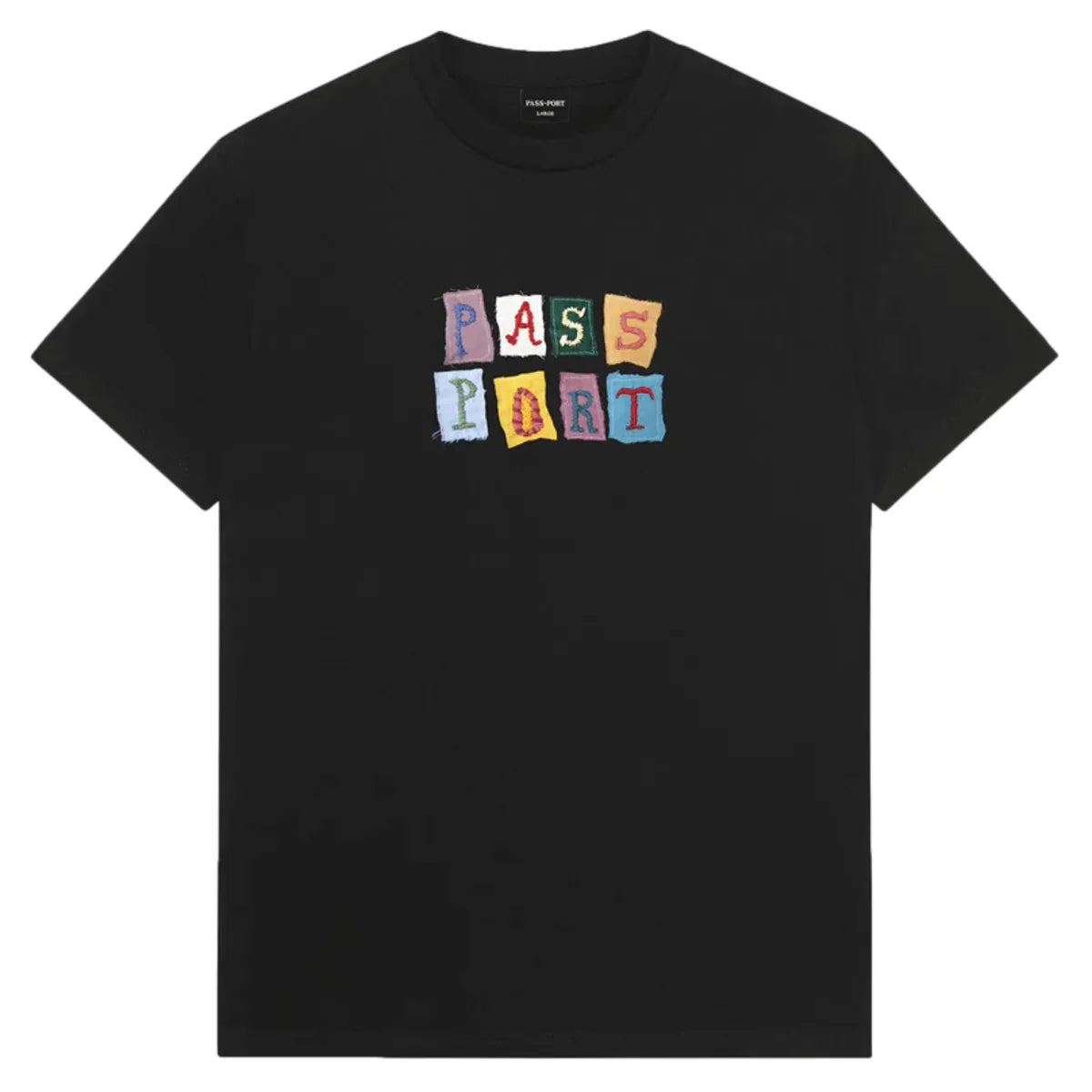 PASS PORT T SHIRT PATCHWORK TEE BLACK