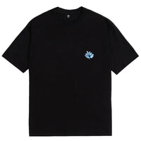 Magenta tee black blue flowers collab