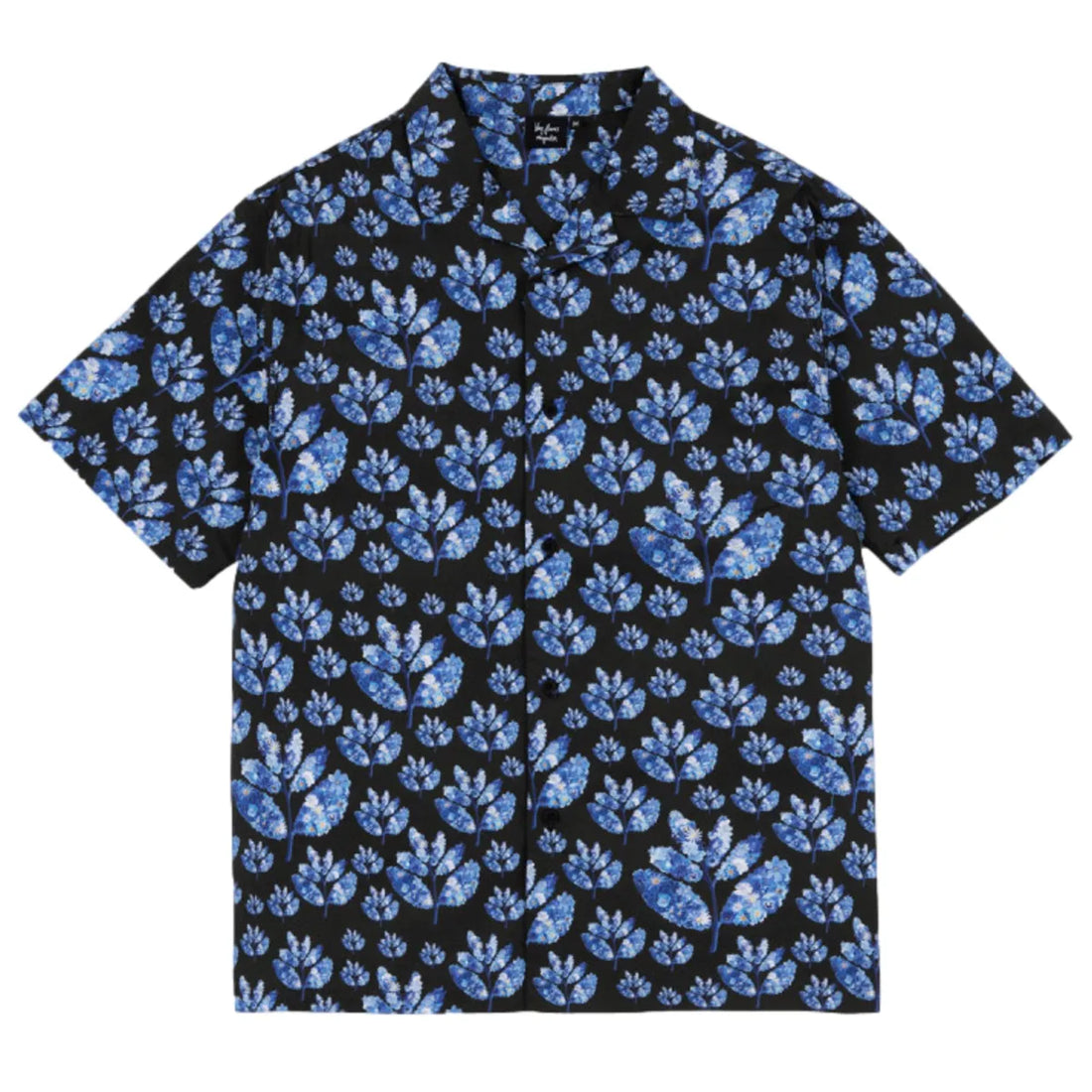 Magenta blue flowers collab shirt black