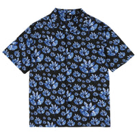 Magenta blue flowers collab shirt black