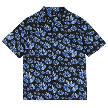 Magenta blue flowers collab shirt black