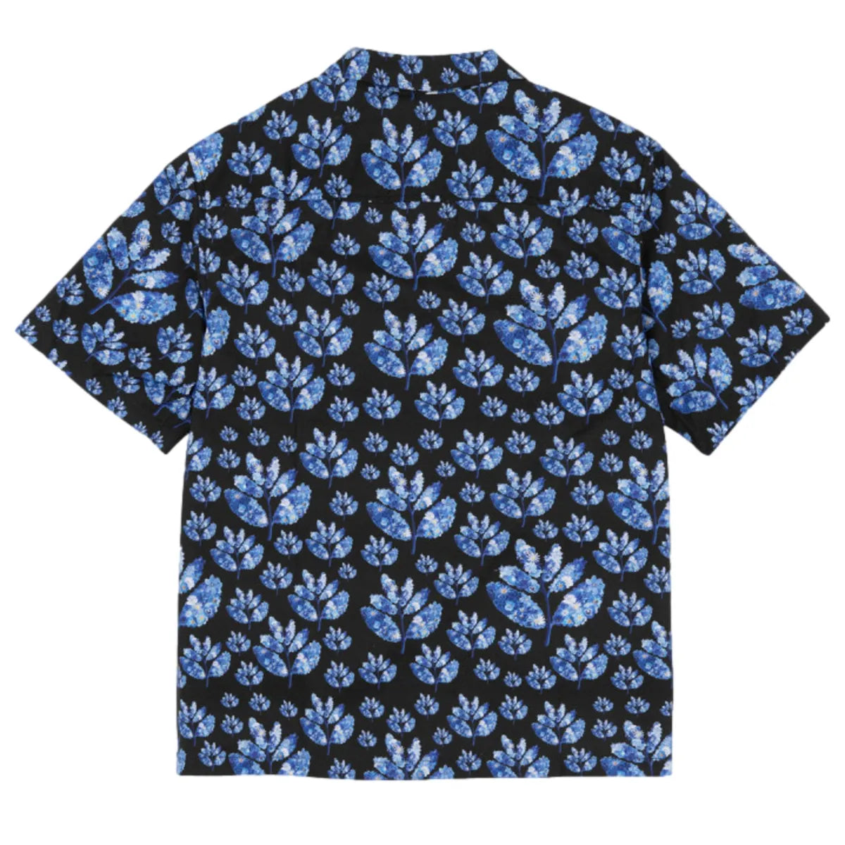 Magenta blue flowers collab shirt black