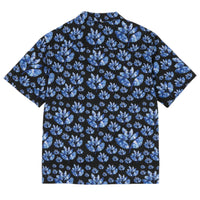 Magenta blue flowers collab shirt black