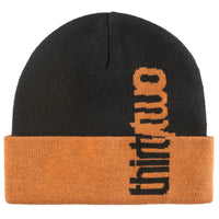 Thirty two overlap orange black double beanie