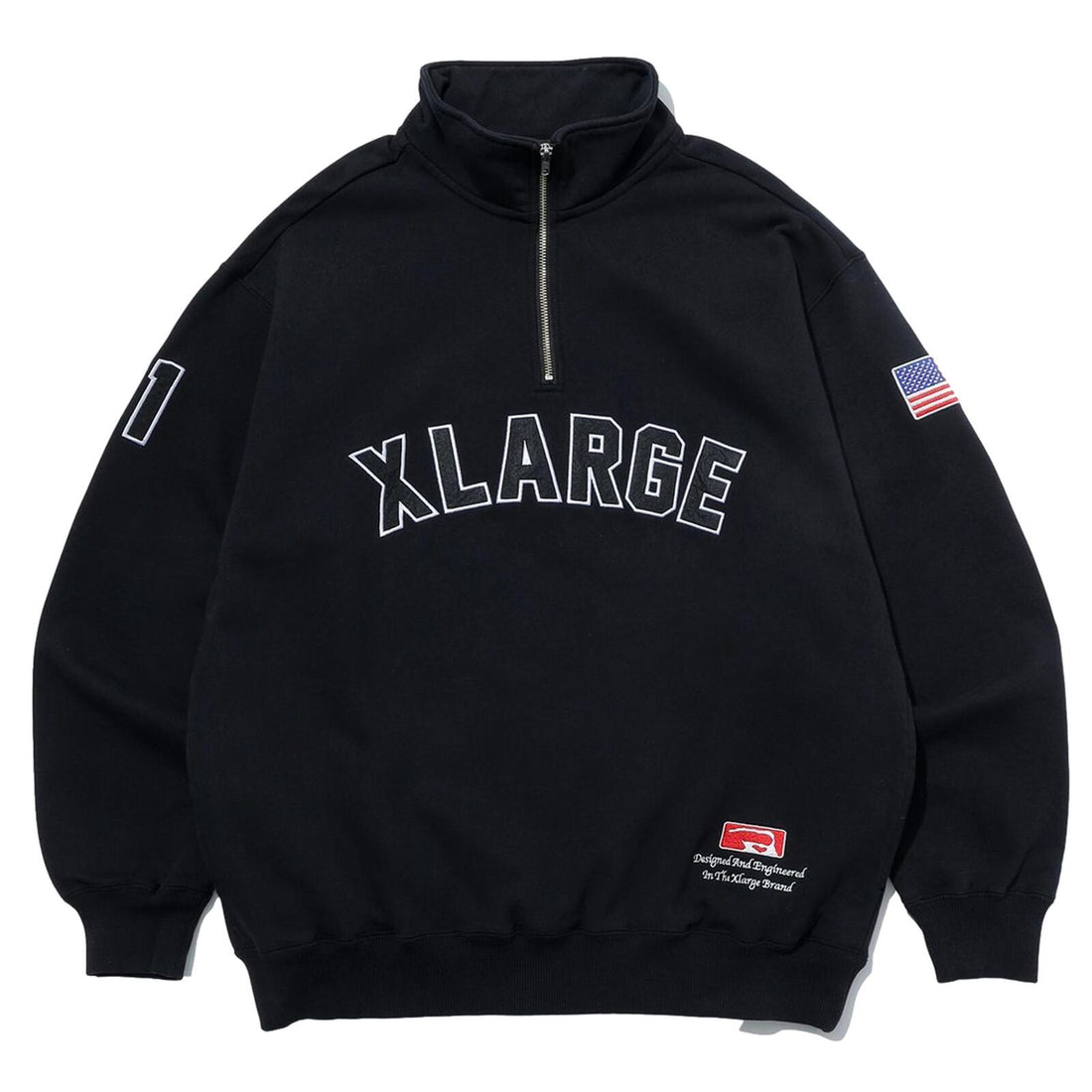 X large arch logo half zip black,