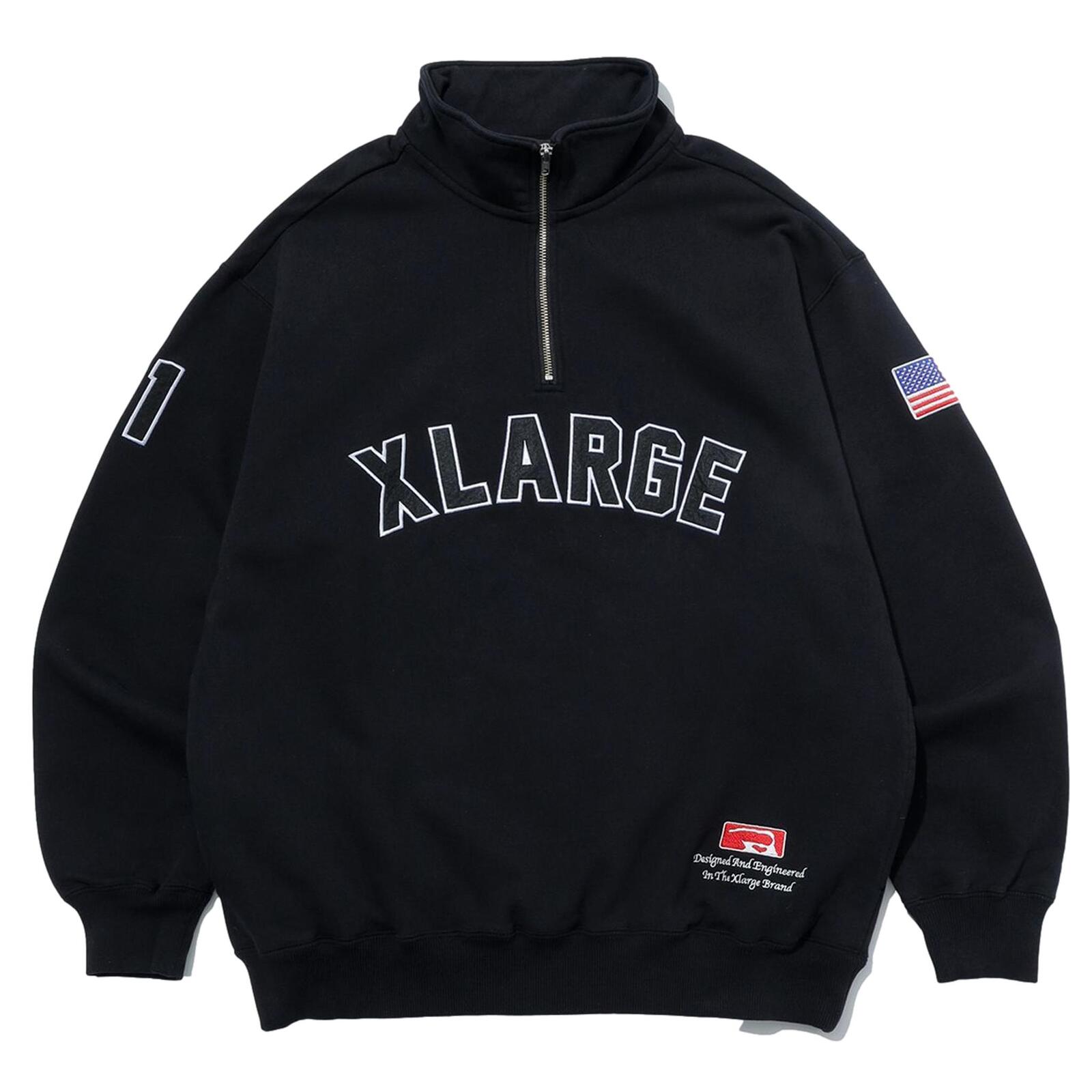 X large arch logo half zip black,