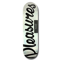 PLEASURES SKATEBOARDS CLASSIC LOGO DECK HOLOGRAPHIC FOIL 8.0"