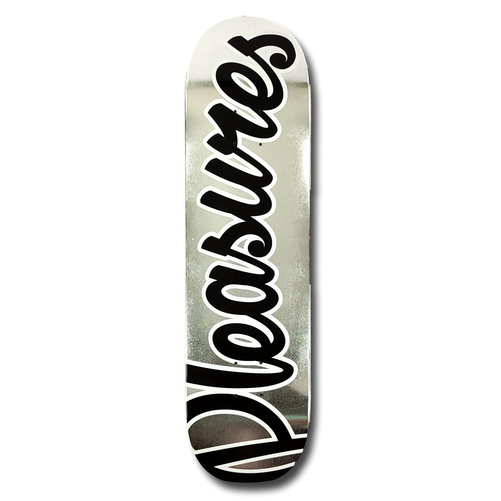 PLEASURES SKATEBOARDS LOGO CLASSIC DECK SILVER FOIL 8.0"