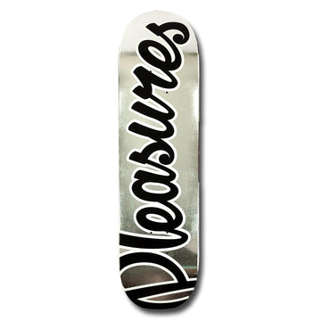 PLEASURES SKATEBOARDS LOGO CLASSIC DECK SILVER FOIL 8.0"