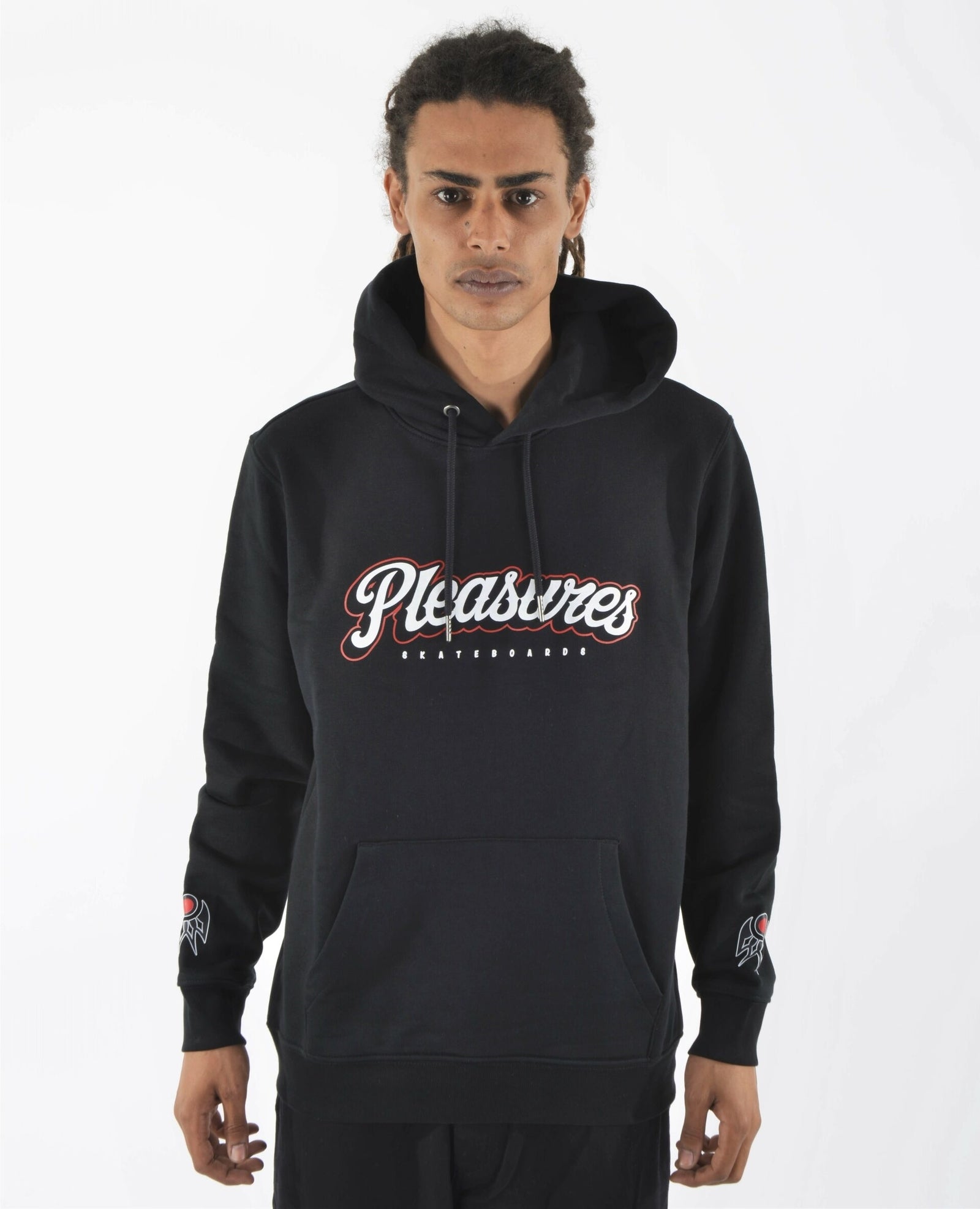 PLEASURES SKATEBOARDS BLACK RODEO FELPA HOODIE