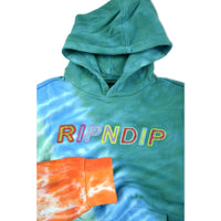 RIPNDIP PRISMA HOODIE TEAL RAINBOW DYE FELPA