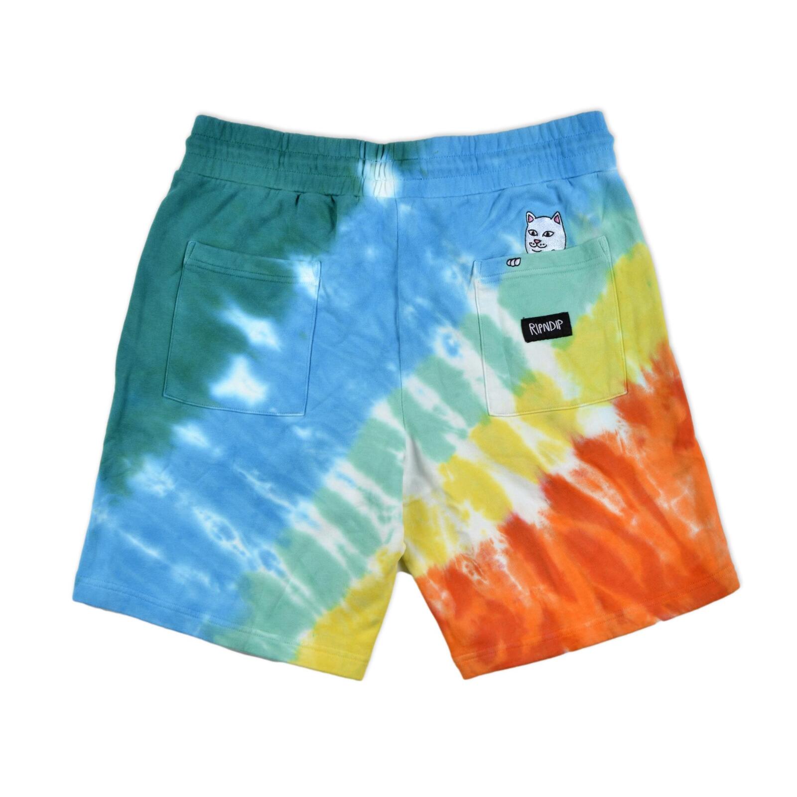 RIPNDIP PRISMA SWEAT SHORTS TEAL RAINBOW DYE