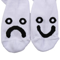 POLAR SKATE CO. HAPPY SAD SOCKS WHITE BLACK
