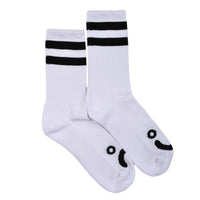 POLAR SKATE CO. HAPPY SAD SOCKS WHITE BLACK