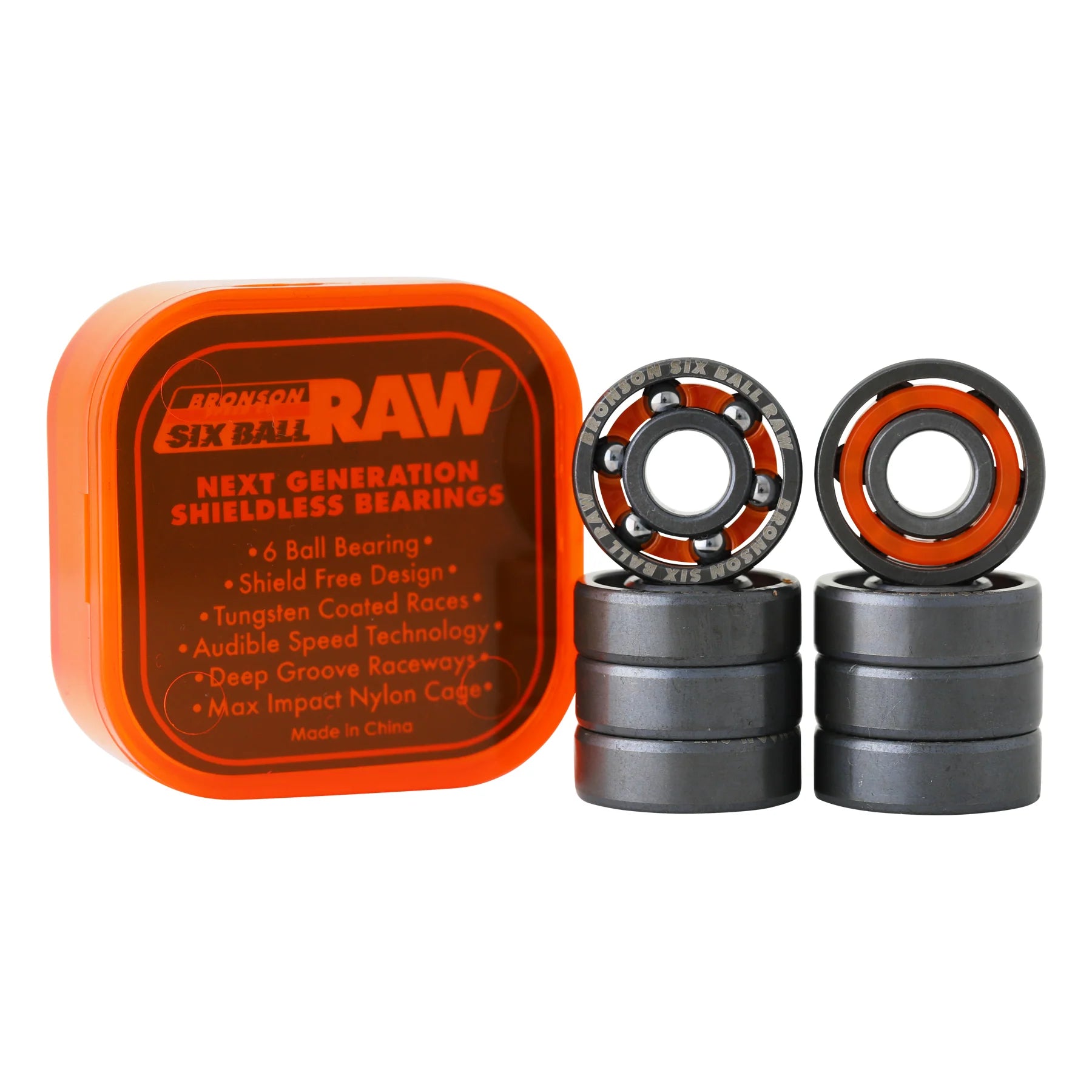 Bronson 6-Ball RAW Skateboard Bearings