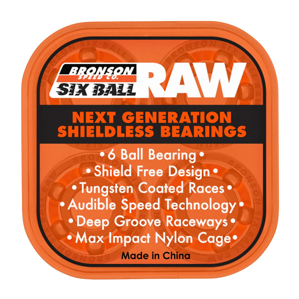 Bronson 6-Ball RAW Skateboard Bearings