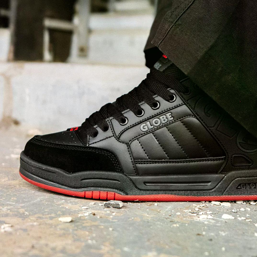 Globe Shoes Tilt Black Red Charcoal