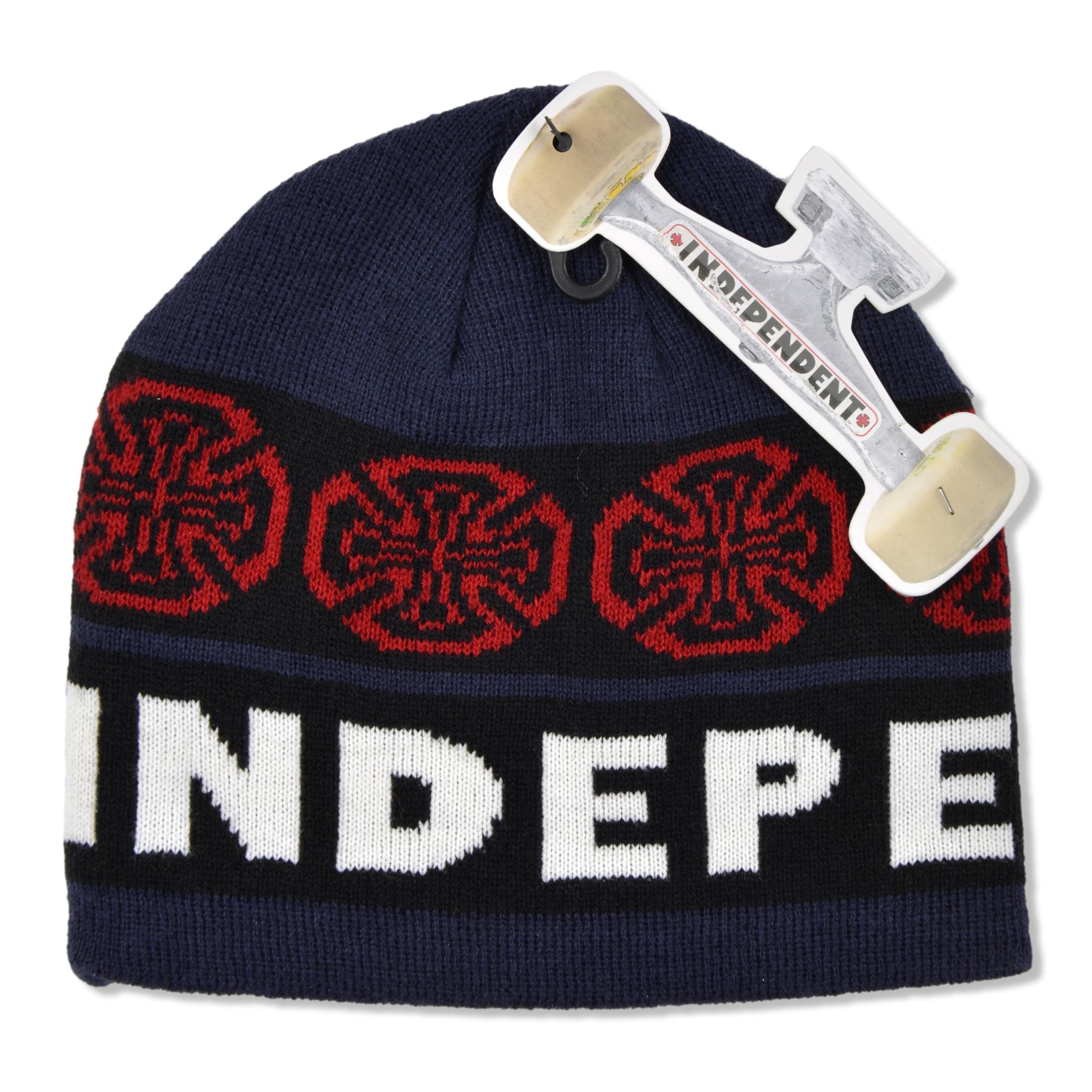 INDEPENDENT BLUE WOVEN CROSSES BEANIE
