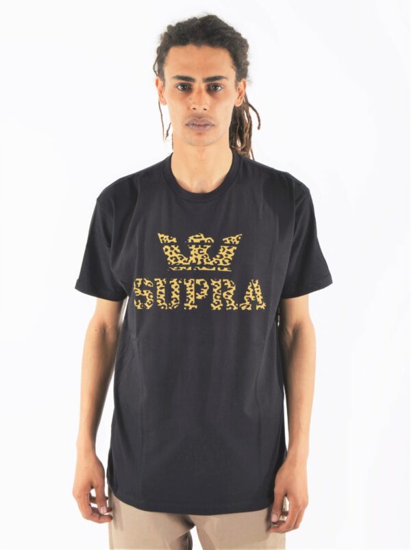 Supra Leopard Logo T Shirt Black