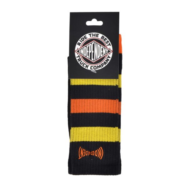 Independent Black Orange Span Stripe Socks