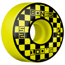 skateboard wheels bones 100's block party yellow 52mm