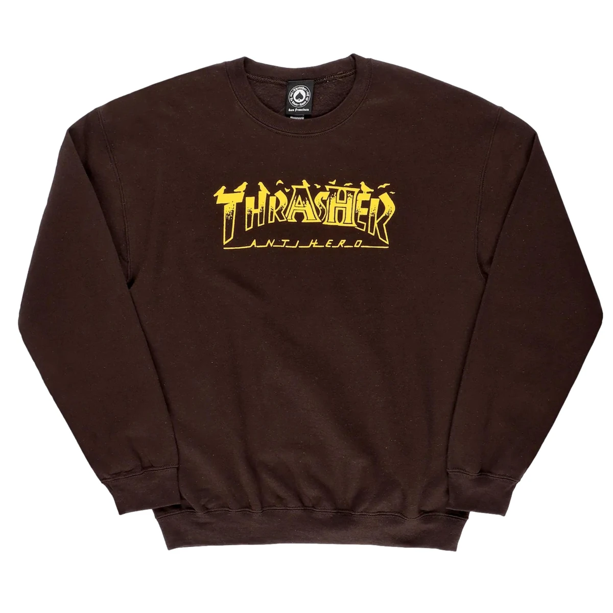 Thrasher x anti hero crewneck pigeon mag dark chocolate Thrasher t shirts