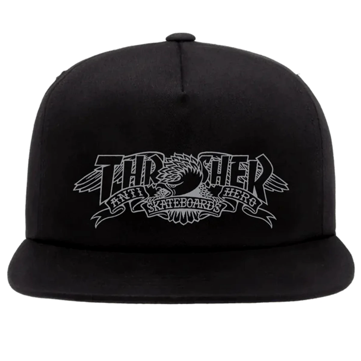 snapback thrasher x anti hero mag banner black