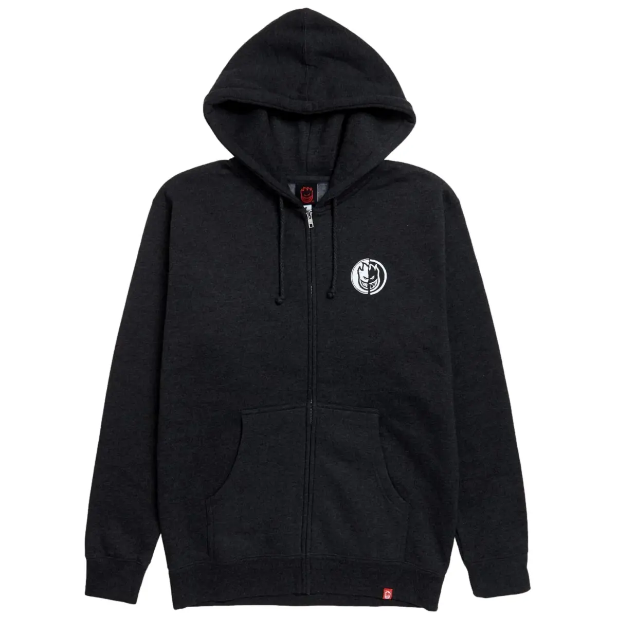 spitfire ying yang zip hoodie charcoal black white