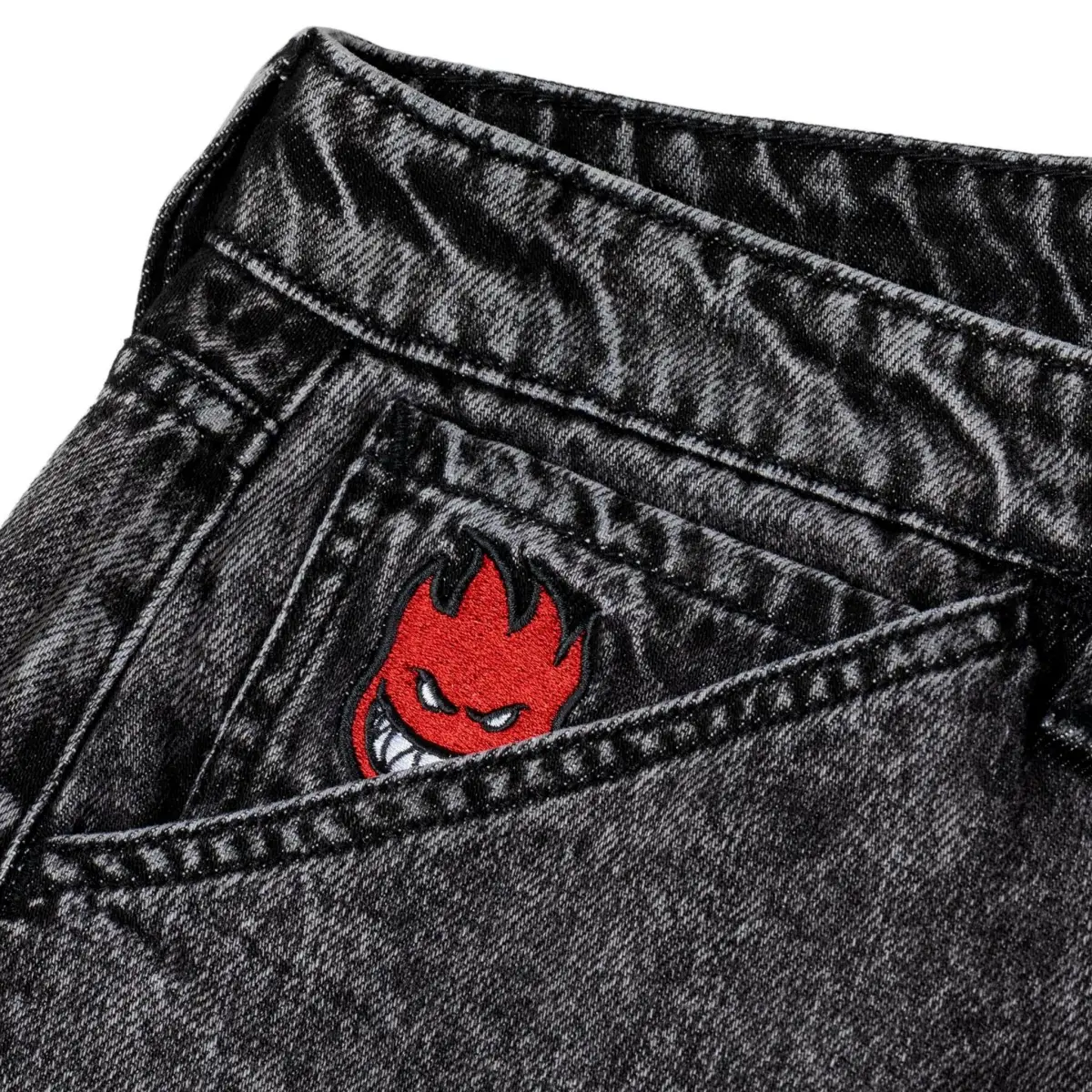 SPITFIRE DENIM BAGGY PANTS BLACK STONE WASHED