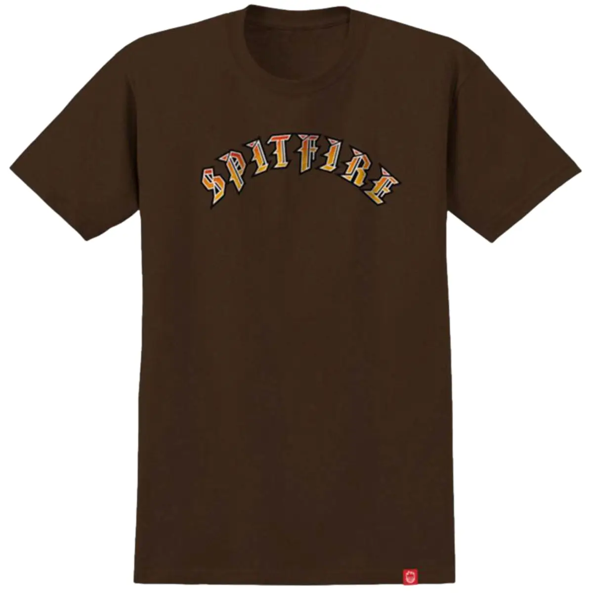 spitfire t-shirt old e fade fill dark chocolate