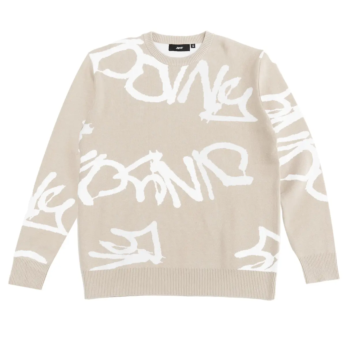 jiny sweater cream white graffiti pattern knit