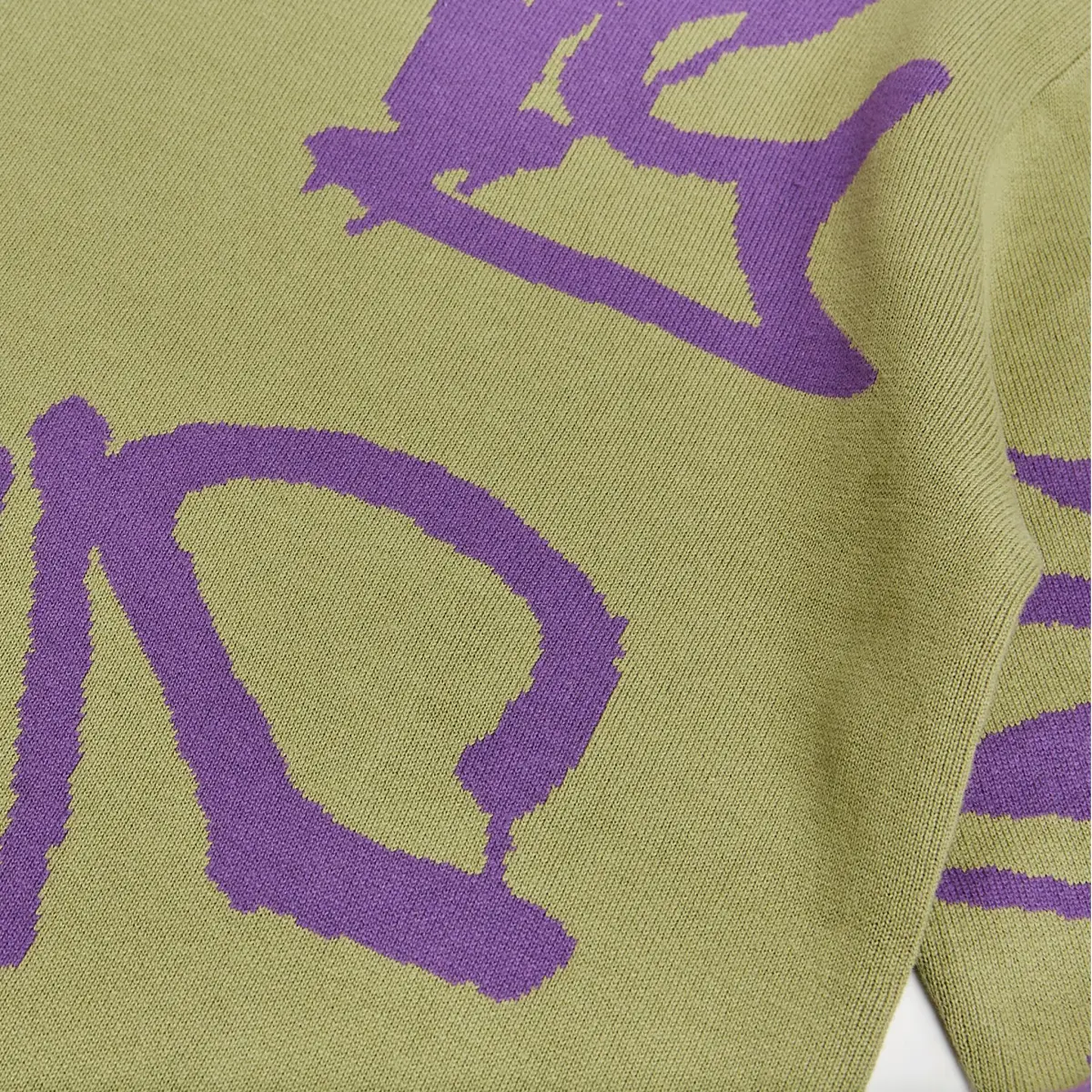 jiny sweater green purple graffiti pattern knit